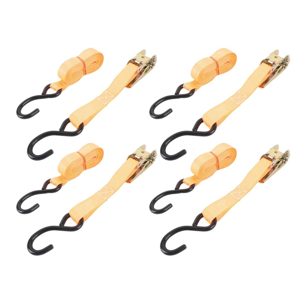 4 Sets Ratchet Strap 25mmx6m 300kg Working Load 600kg Break Strength J Hook Heavy Duty Tie Down