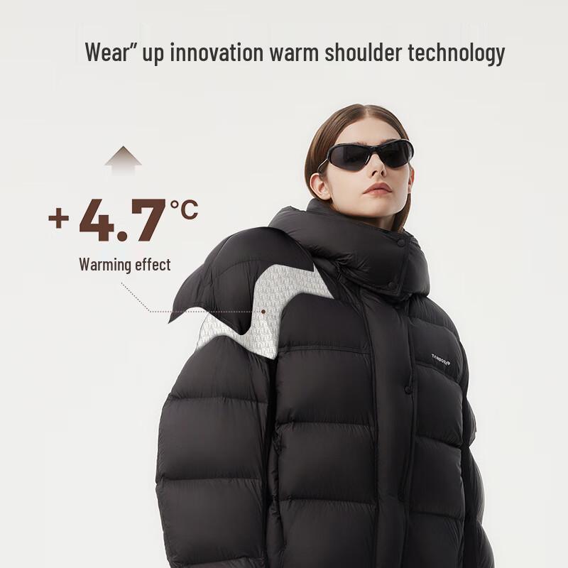 Tamboer Women's Short Puffer Down Jacket with Detachable Scarf