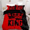 King'S Crown Muster 3D Gedruckter Bettbezug Rot Schwarz Paar Stil Bettbezug Set Weich Bequem Polyester Steppdeckenbezug Set