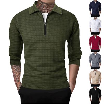 Herren Winter Einfarbig Halb-Zip Revers Tops Herren Lässige Karierte Tops