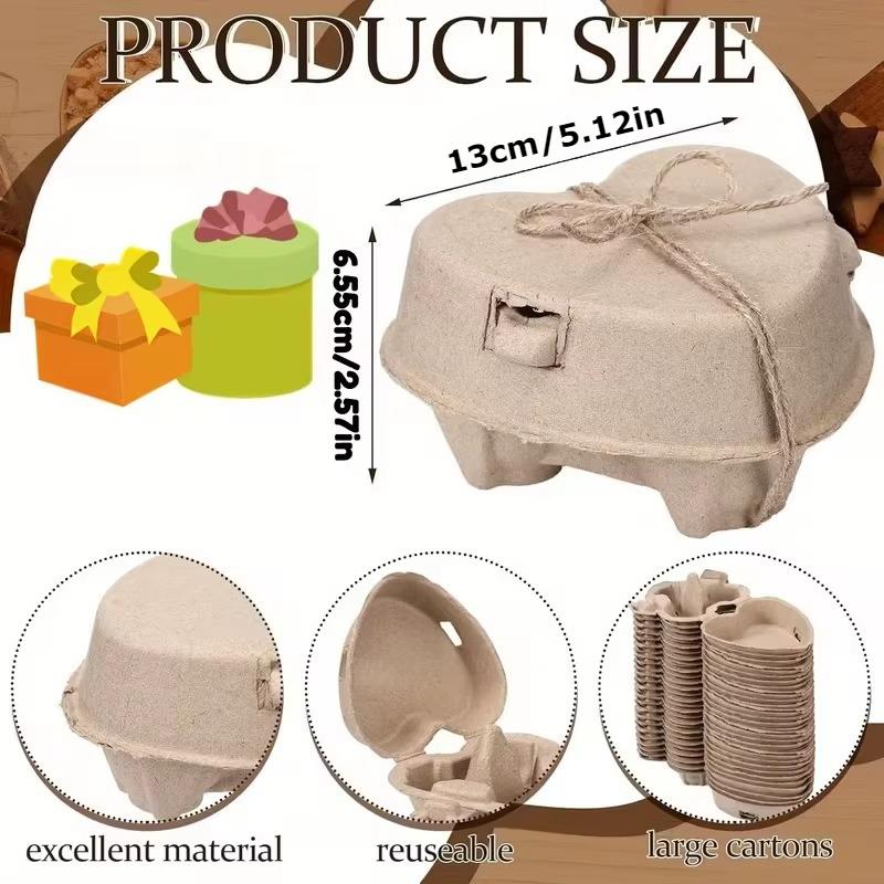40pcs Heart-Shaped Easter Egg Cardboard Boxes with Handles Reusable Paper Basket Containers for Storing Eggs Holder Refrigerator