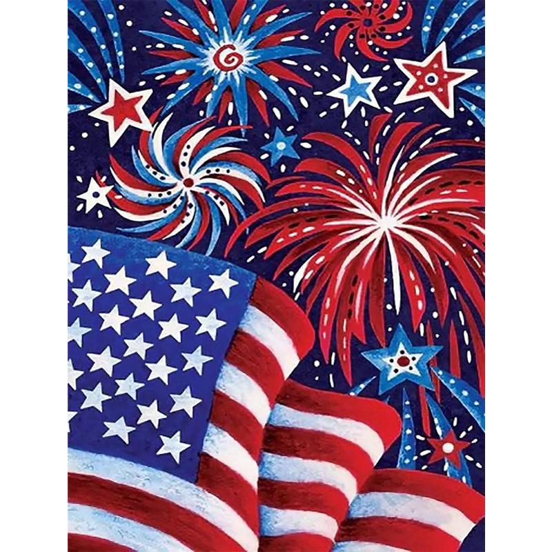 5D DIY Full Circle Diamond Painted "Flag" Embroidery Cross Stitch Home Decor Gift