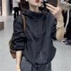 Women's Petite Double Zipper Hooded Windbreaker Jacket - 2025 Spring/Autumn Casual Sports Short Coat