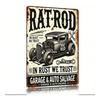 Vintage Rat Rod Metal Wall Art Poster, Retro Car Garage Sign Decor 20x30 Inches
