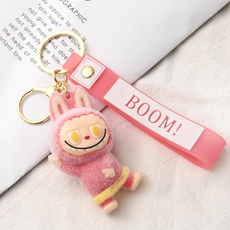 Flocking Yoga Keychain Small Pendant Cartoon Cute Doll Keychain Small Gift