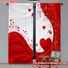 2D Flat Printing 2pcs Happy Valentine's Day Curtain Romantic Hearts Digital Printed Polyester Drapes Festive Wall Decor for Art