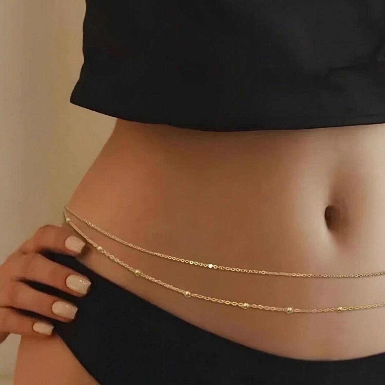 

Versatile European & American Layered Round Bead Waist Chain for Women