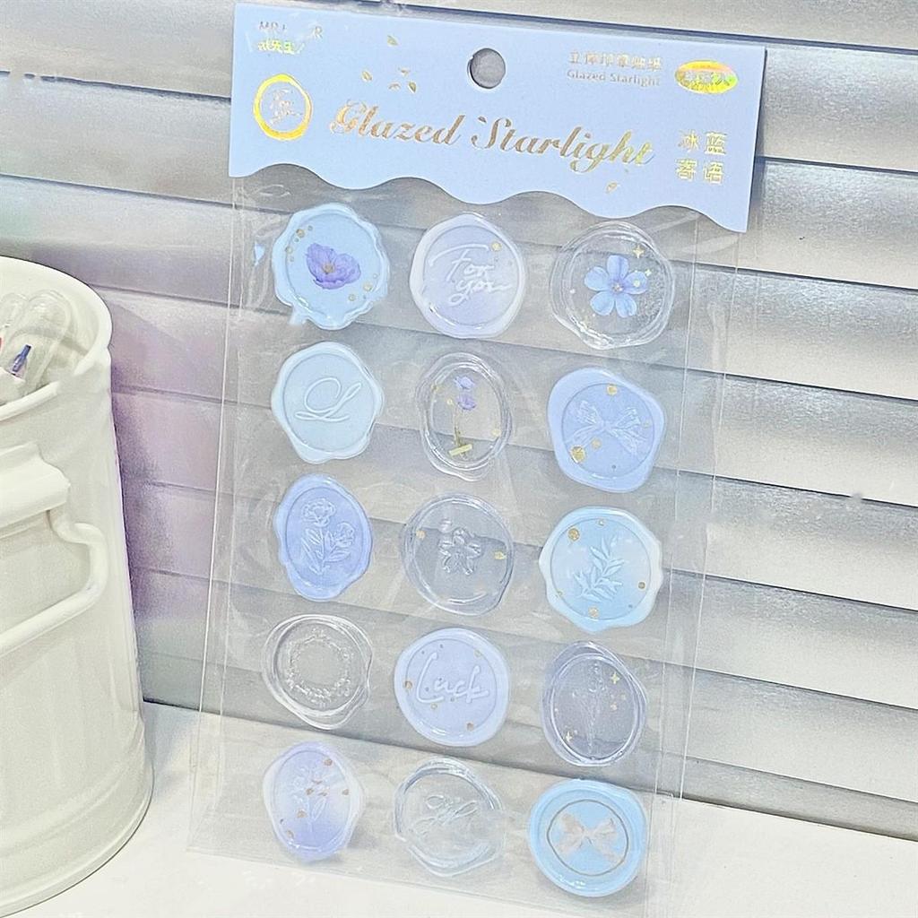 18pcs/20pcs Bag Wax Seals Stamp Sticker for Kid Vintage European Style Candy Color Sticker for Children DIY Decroative Scrapbook