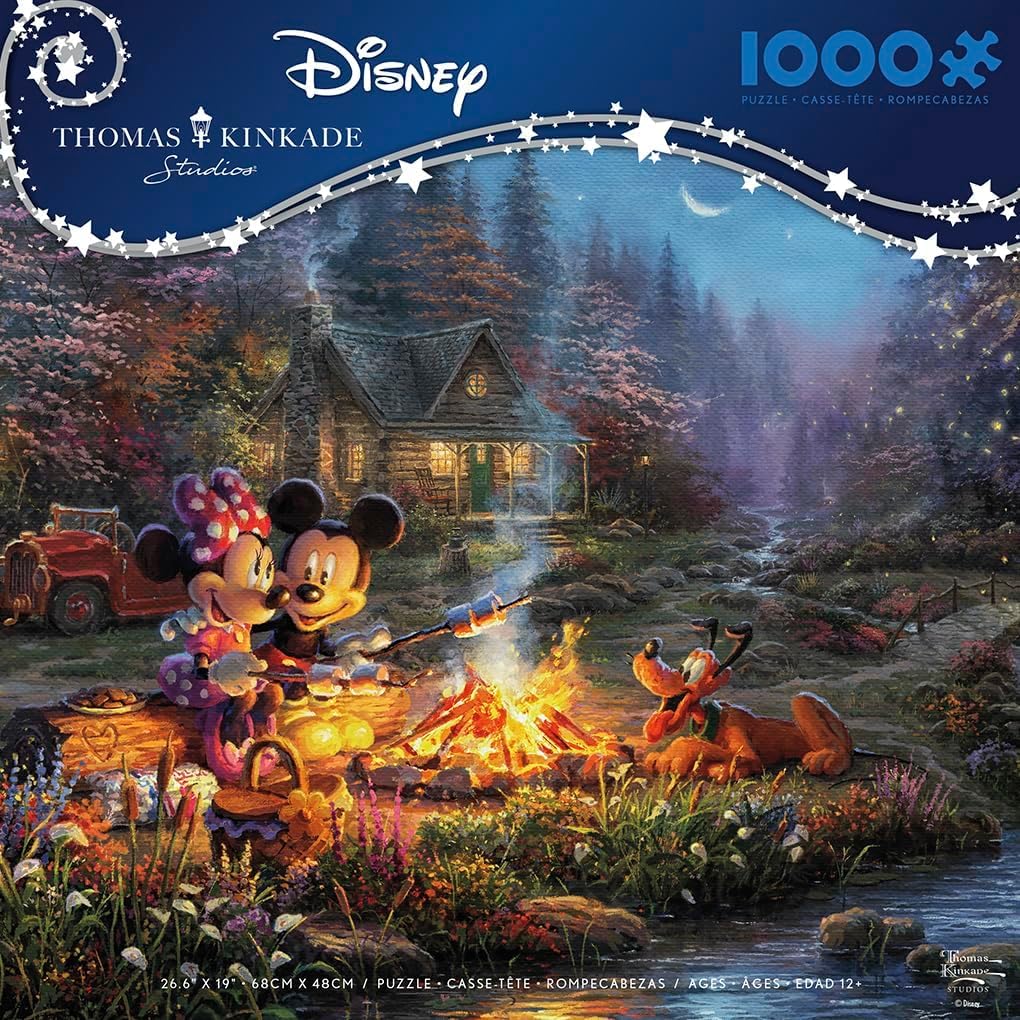 Ceaco - Disney - Thomas Kinkade - Mickey & Minnie Sweetheart Campfire - 1000 Piece Jigsaw Puzzle