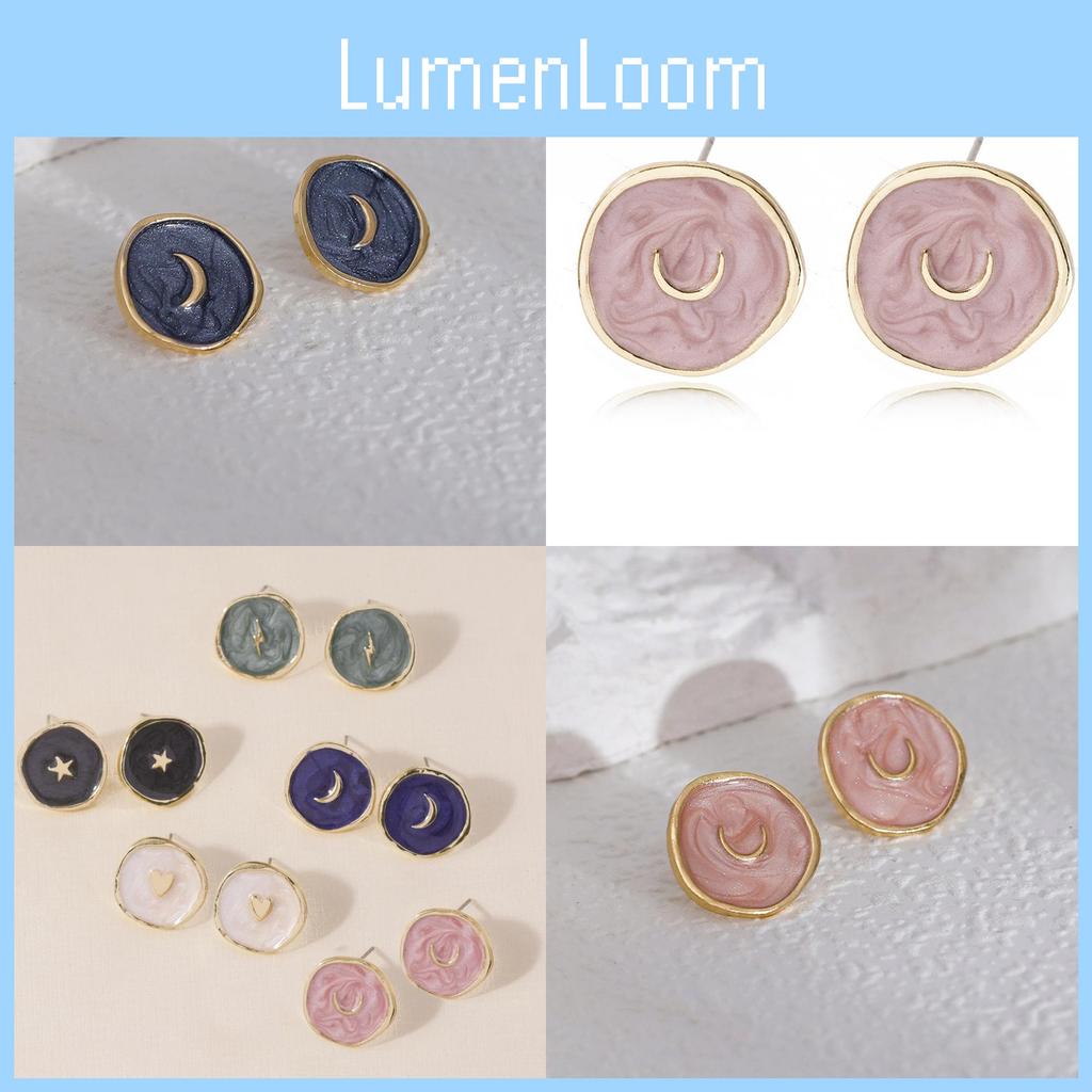 Creative Heart Moon Star Alloy Plated Earrings In Fashionable Geometric Style