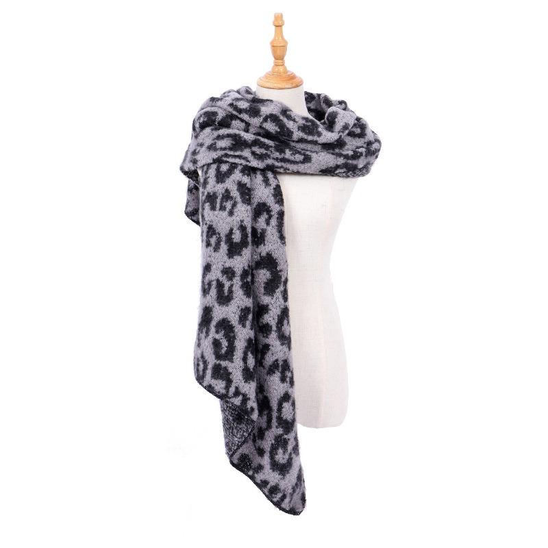 Leopard Print Faux Cashmere Warm Fashionable Versatile Women Scarf