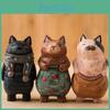 Rustic Wooden Cat Sculpture Handcrafted Decor For Living Room Or Bedroom