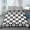 Chess Board Duvet Cover Set 3D Print International Chess Black White Comforter Cover For Boys Girls Polyester Bedding Set