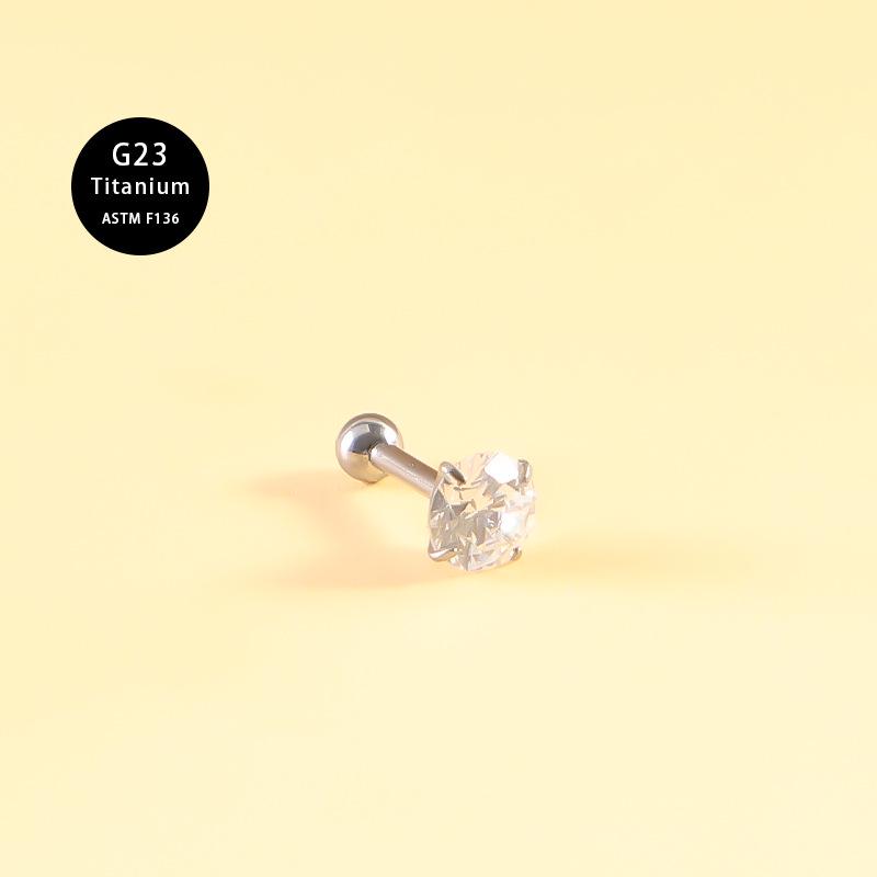 G23 Titanium CZ Zircon Ear Piercing Studs: Threaded, Fashionable Cochlea Jewelry Earrings