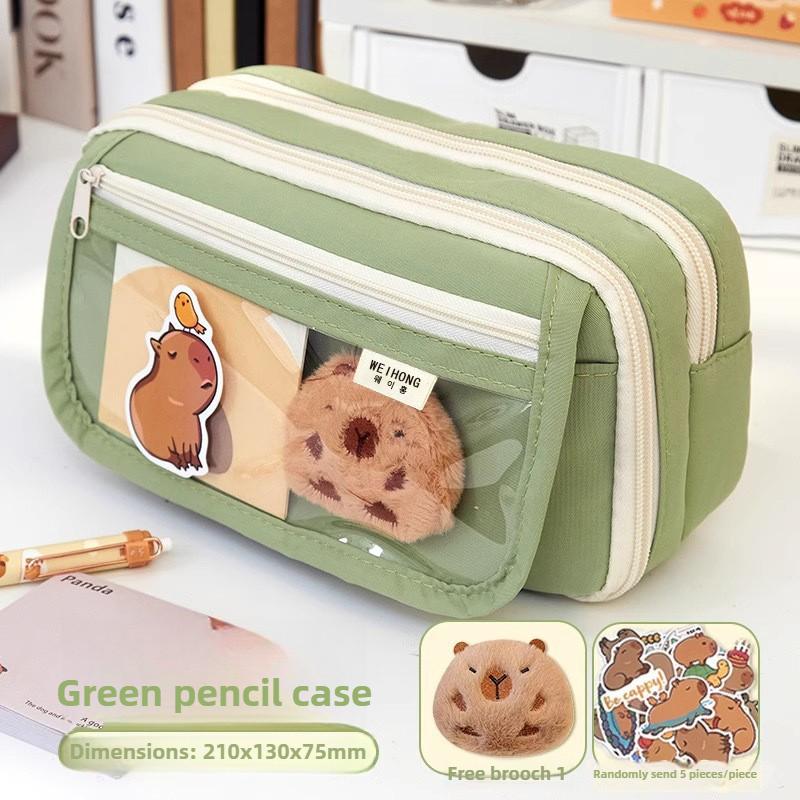 Trousse à Crayons en Tissu Mignonne Kawaii Grande Capacité Fermeture Éclair Animale Sac pour Enfants Garçons Trousse à Stylo Fille Étui Scolaire Fournitures