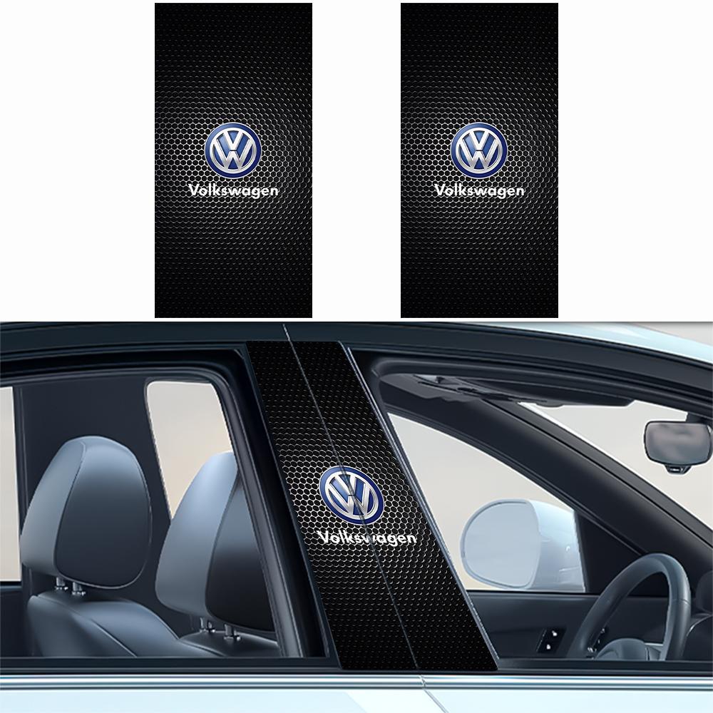 Valve Stems Caps 2PCS Car Door Center Pillar Sticker Emblem Decor For Volkswagen VW Tiguan Jetta Polo Touran Golf Passat CC Rlin UH5