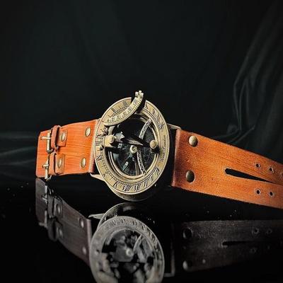 Ručne vyrobené námorné náramkové hodinky s kompasom a slnečnými hodinami, hodinky vo vintage štýle, kompas v starožitnom štýle, darček pre manžela, zberateľský kúsok, námorné darčeky