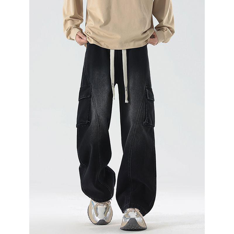 Mingge | Spring and Summer New Multi-pocket Tooling Jeans Men's American Retro Trendy Brand Loose Straight Trousers