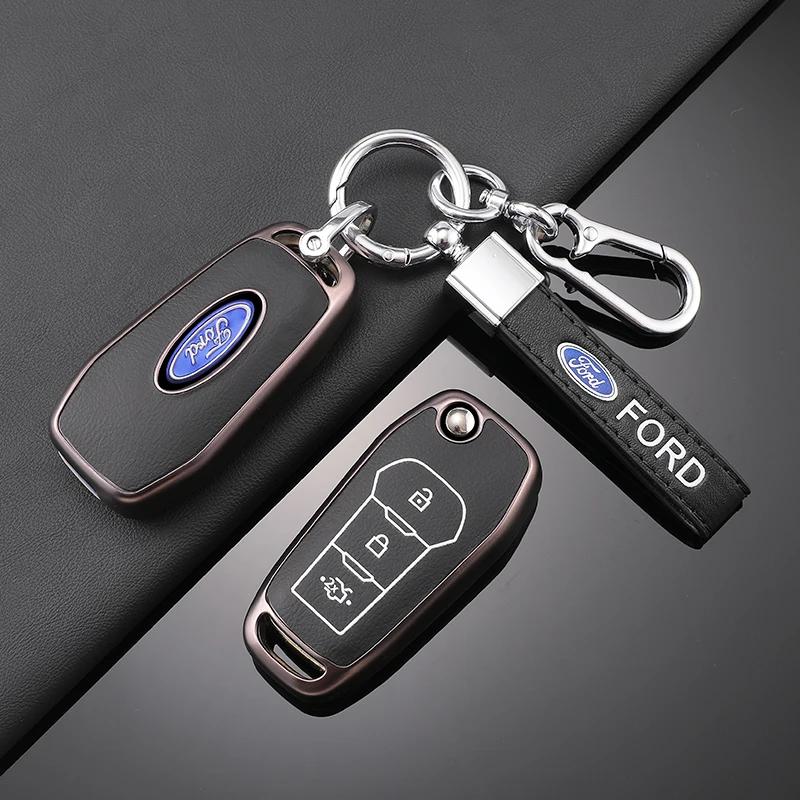 Car Sticker 2026 Ford TPU Car Flip Key Cover Case Protective Shell Bag Keychain Holder For Ford Fusion Fiesta Escort Mondeo Ever