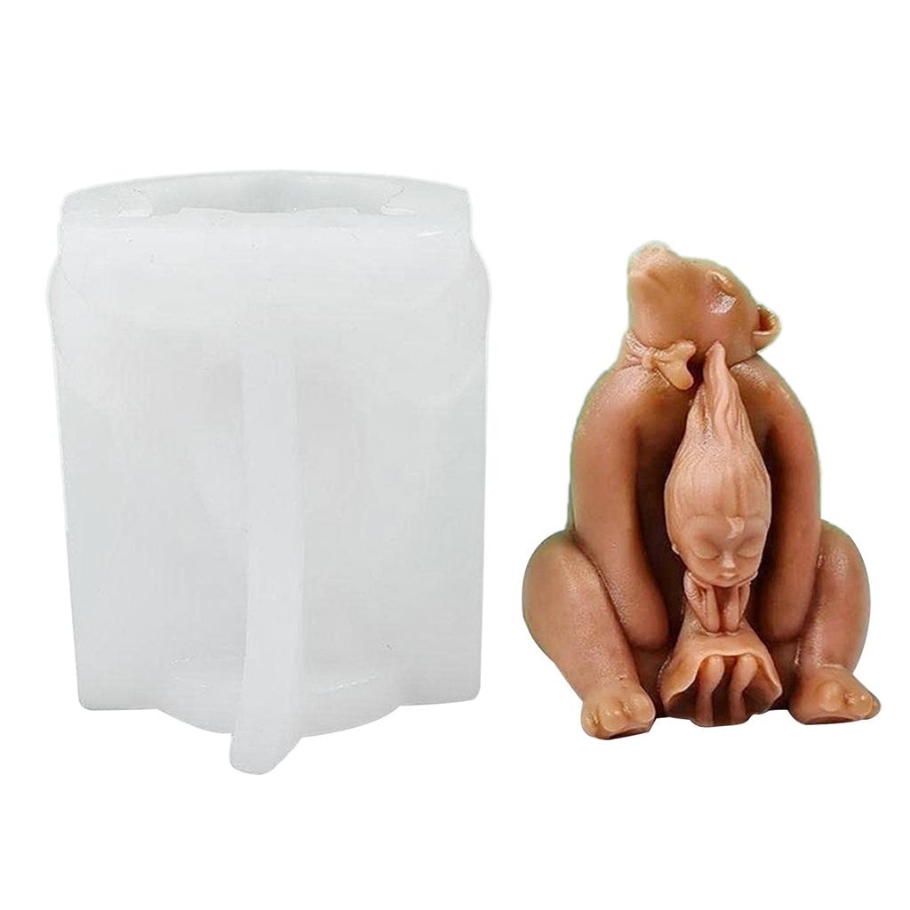 Animal and Girl Scented Candle Silicone Mold Handmades Bear Scented Candle Epoxy Mold DIY Craft Women Girl Fondant Mold