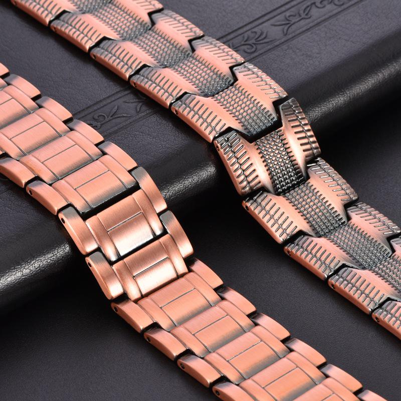 Men's Copper Magnetic Energy Bracelet - Three-Row Design with Negative Ions