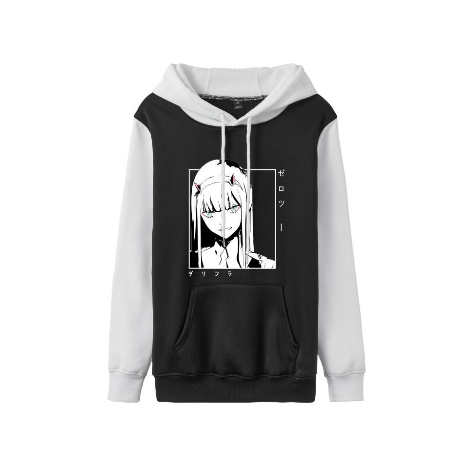 Zero Two Darling in the Franxx Colorblock Hoodie - Herbst/Winter Lässiger Anime Pullover