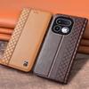 Flip Case For Realme 16 Realme16 Pro Plus 5G Genuine Leather Magnetic Cover Cowhide Grid Pattern Card Pocket Wallet Cases Covers