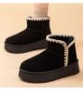 Winter Women Snow Boots Thick Sole Outdoor Anti Slip Cold-proof Keep Warm Fur Knitted Lace Platform Cotton Shoes for Female