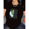 European Sizes Women'S Inspirational Earth Design T-Shirt - "When the Power of Love Overcomes the Love of Power, the World Will Know Peace"