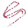 Crossed Rose Sutra Wood Necklace Wooden Beads Red Rosary Catholic Necklaces