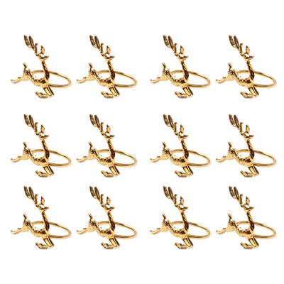 12Pcs Christmas Deer Napkin Ring Animal Napkin Ring Metal Napkin Holder Buckles for Bar Restaurant Wedding Party Dinner