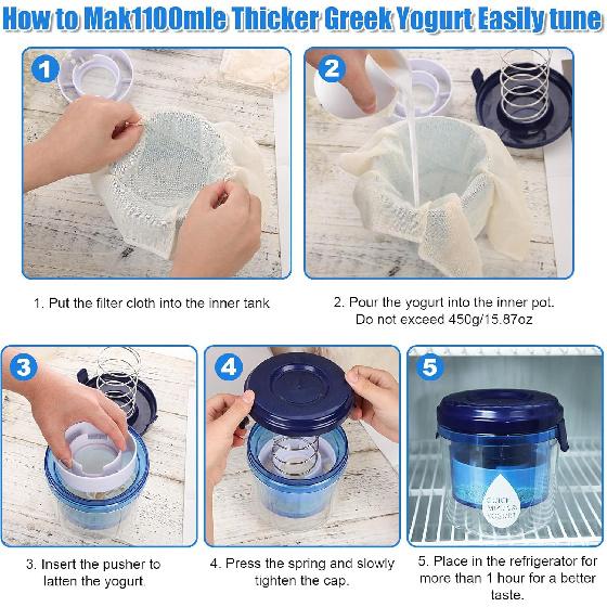 Yogurt Strainer, Yogurt Maker Strainer & Cheese Cloth Multipurpose Yogurt Filter Maker Reusable Greek Yogurt Strainer Kitchen Tool for Juice Yogurt