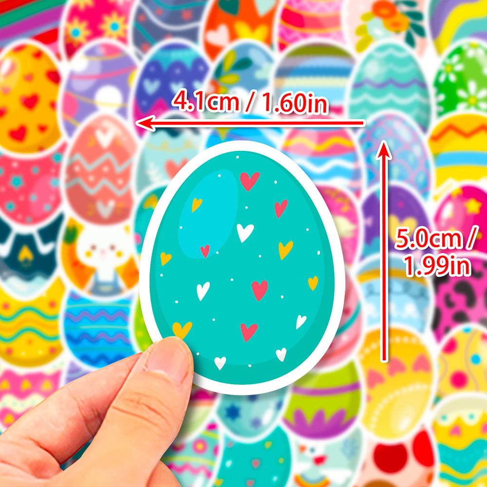 50pcs Easter Egg Children's Party Stickers Cute Cartoon Easter Egg Rabbit Element Arrangement Party Stickers Holiday Sticker