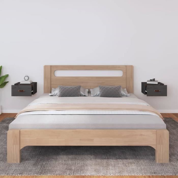 820991 vidaXL Tables de chevet murales 2 pcs Gris 40x29,5x22 cm