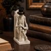 Shelf Display Skull Reader Figure for Desk Accent, Toilet Seat Book Scene, and Dark Humor Room Theme Presentation Piece for Seasonal Use