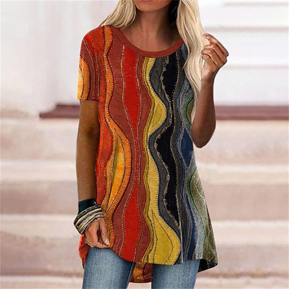 

Летние абстрактные футболки с 3D-принтом, уличная одежда, женская элегантная мода, свободные футболки с круглым вырезом, женские футболки, топы, одежда 5XL