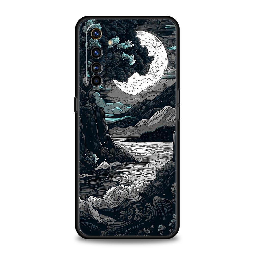 Landscape Painting Phone Case For Realme 12 11 10 6 7 9 Pro Plus 8 5G C35 8i 9i GT2 GT3 GT5 GT Neo 2 3 5 Black Cover Soft Shell