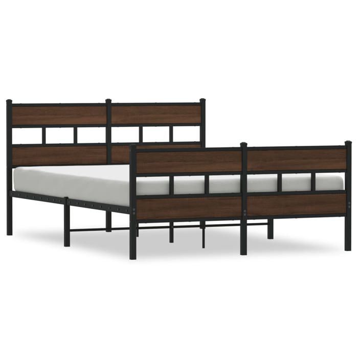 VidaXL Cadre de lit sans matelas avec tête de lit et pied de lit, lit double, meuble de chambre à coucher, lit d'invité, 4017169