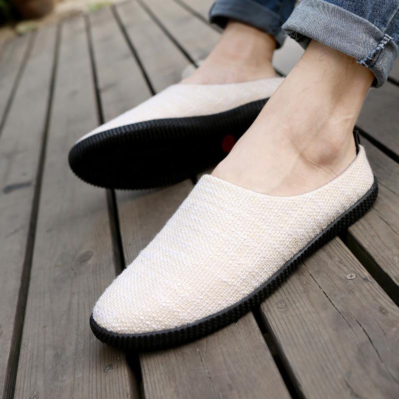 Slippers, linen shoes, four-season casual half-drag beach trendy shoes