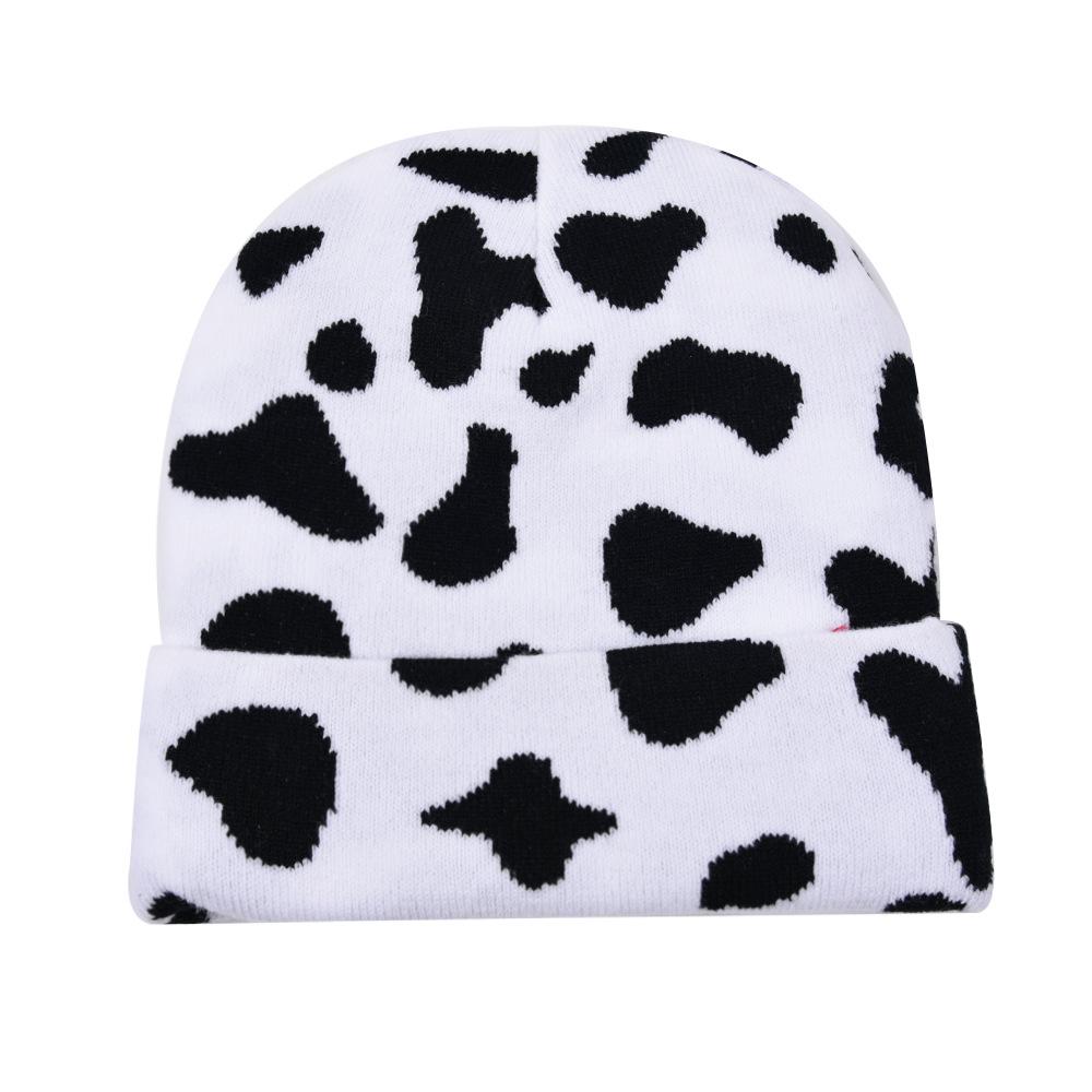 Утолщенная вязаная шапка с коровьим полосатым узором, теплая уличная жаккардовая шерстяная шапка с зебровым узором one size fits all