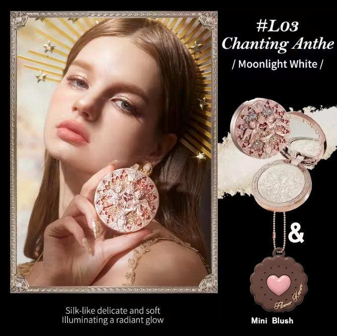 Flower Knows Body Glitter Little Angel Relief Highlight Face Powder Iluminador Makeup Contour Highlighter Palette 8g/0.3Fl.oz