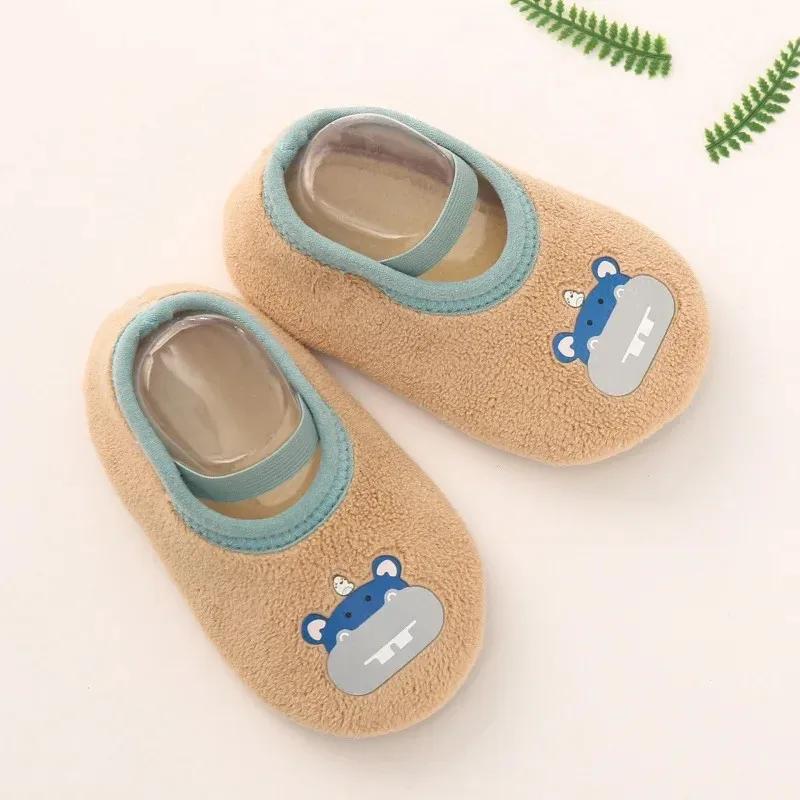 Baby Anti-slip Socks Newborn Warm Crib Floor Shoes with Rubber Sole for Children Boy Toddler Foot Girl Infant Cute Kids Slippers