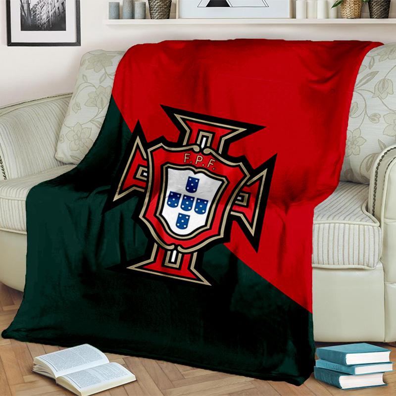 Decke mit Wappen der Portugiesischen Fußballföderation Geeignet für Sofas, Betten, Büros und Camping - Perfektes Geschenk für Halloween Weihnachten