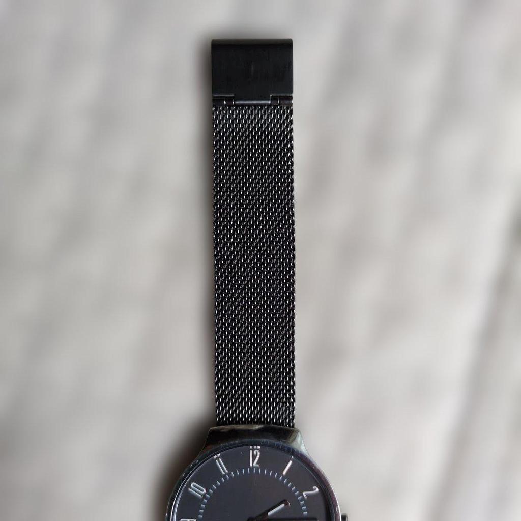 Used SKAGEN Watch Quartz Black Mesh Belt Battery Replaced (R8.7)