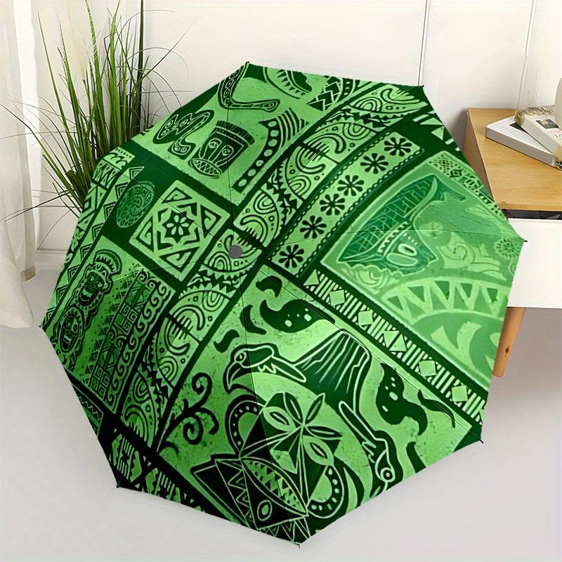 1pc Tribal Patterns Automatic Open/Close Umbrella with Windproof, Functional Design, 8-Rib Sturdy Canopy