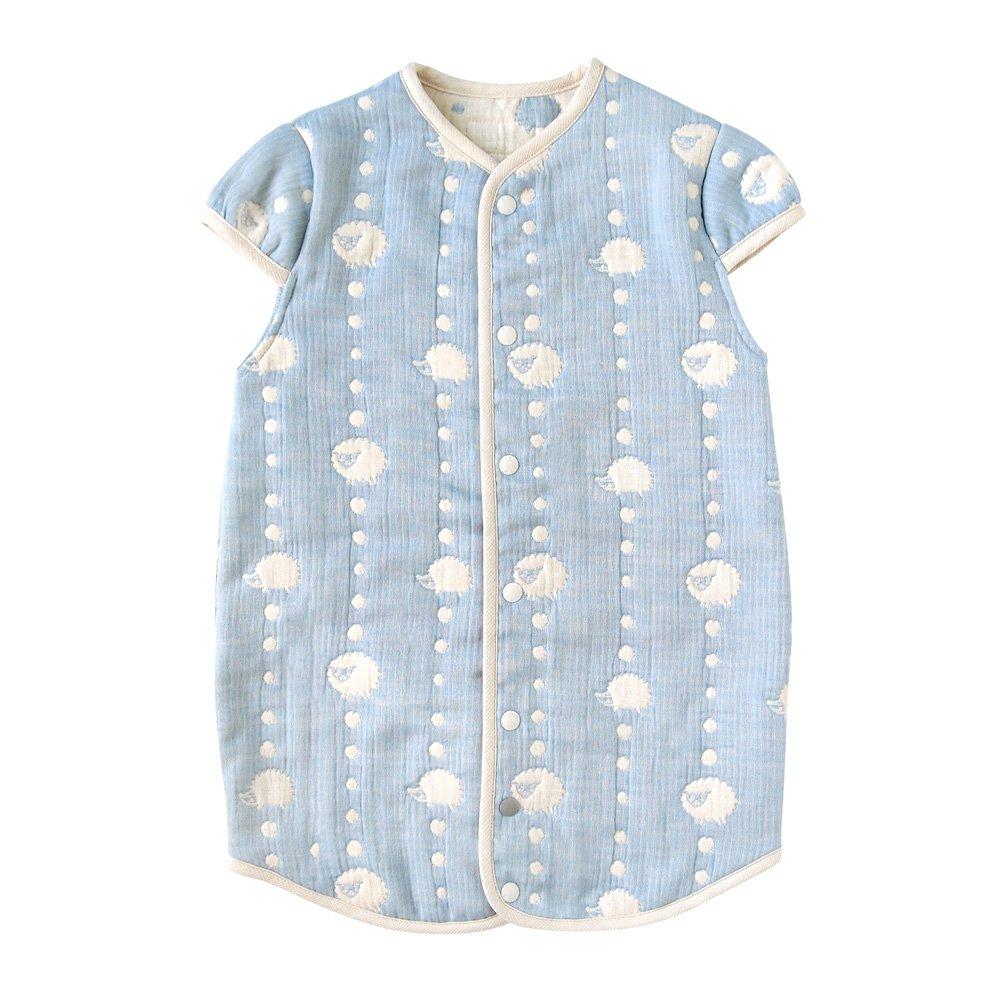 10mois Hoppetta Fluffy Gaze Baby för Nyfödda till Åldrar Blå (6-lagers gasväv) Tvåvägs pyjamas, 100% bomull, 3,