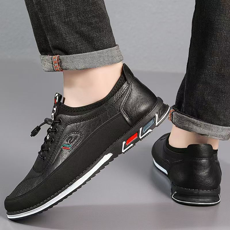 New Men's Shoes Casual Leather Shoes Men's Soft Sole Lightweight Trend Versatile Men's Casual Shoes Work Doudou Shoes