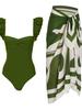 Women's Sexy Chiffon Print One-Piece Swimsuit, Slimming & Tummy Concealing, 2025 Popular European and American Style.