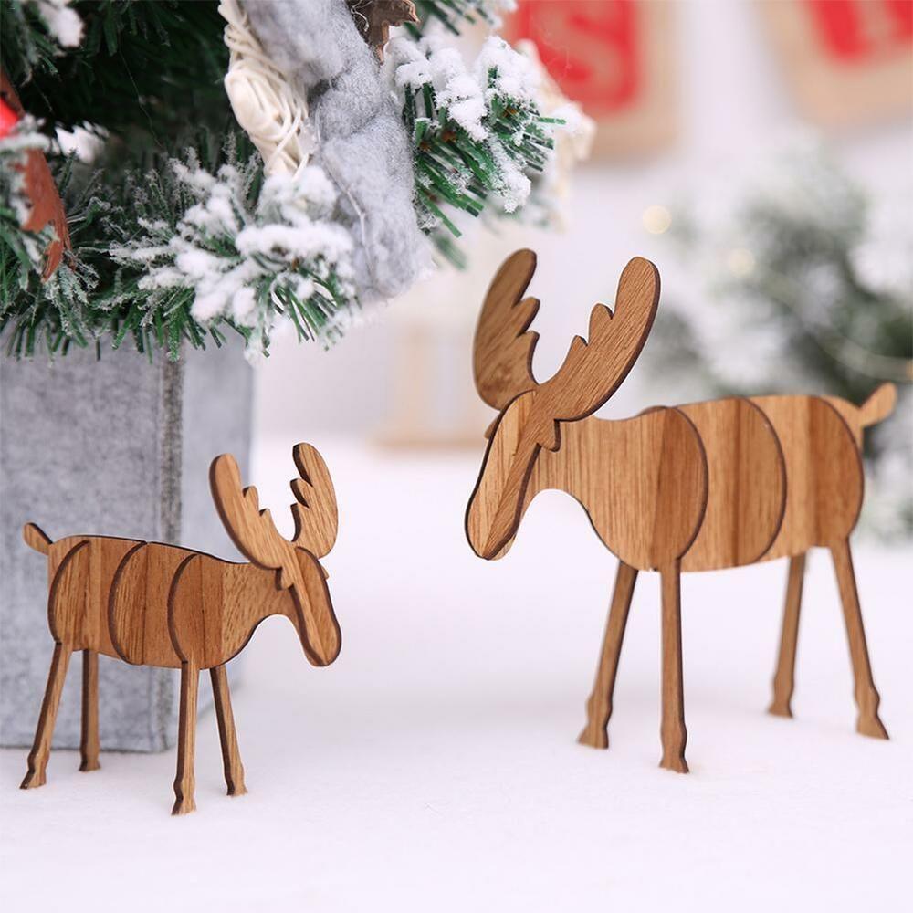 Puzzle Craft Christmas Decoration Party Decor Xmas Tree Deer Ornaments Wooden Elk Hanging Pendants