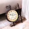 Double Sided Wall Clock Silent Industrial Round Two Faces Vintage Ornament, Decorative for